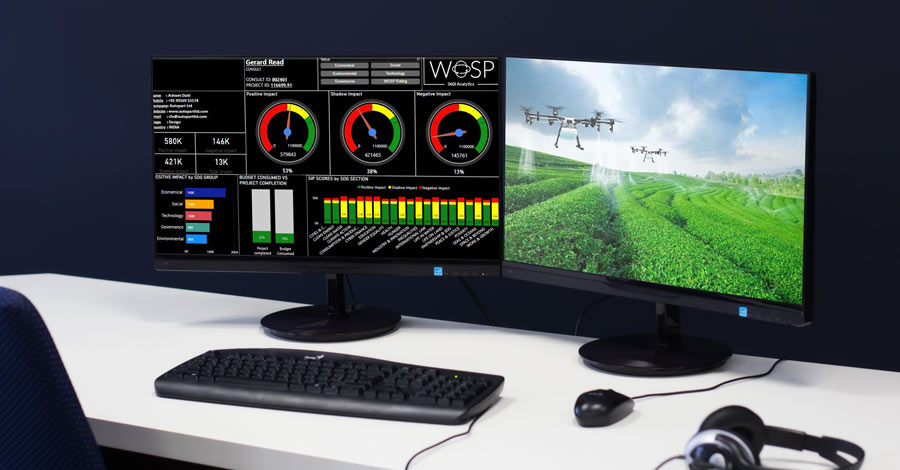 WOSP360 Ag-Tech with double monitor user interface offers excellent flexibility between the ROV or DRONE with real-time data collection and streaming, alerts and situations at your fingertips or joystick.